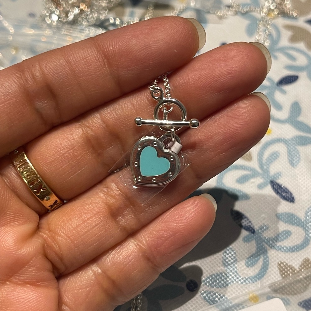 Solid Sterling Silver Toggle Heart Necklace - image 7